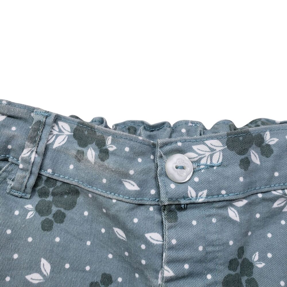 Puppet Floral Shorts Girls 8 Green Polka Dot Denim Elastic Waist Kids - Picture 3 of 10